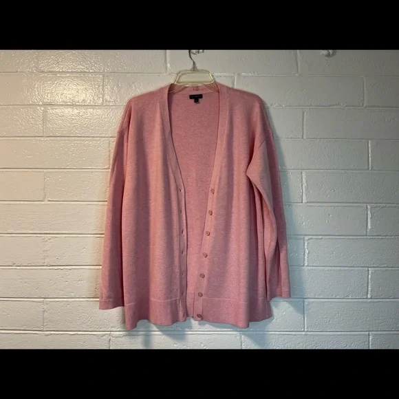 TALBOTS lightweight pink button front cotton / rayon cardigan, size L EUC - Picture 8 of 8
